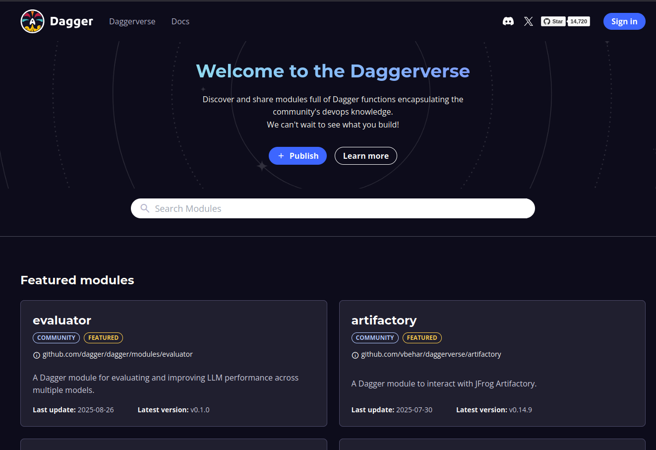 Capture d'écran du site Daggerverse
