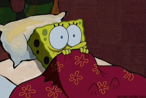 Meme Bob l'éponge terrifié sous sa couverture